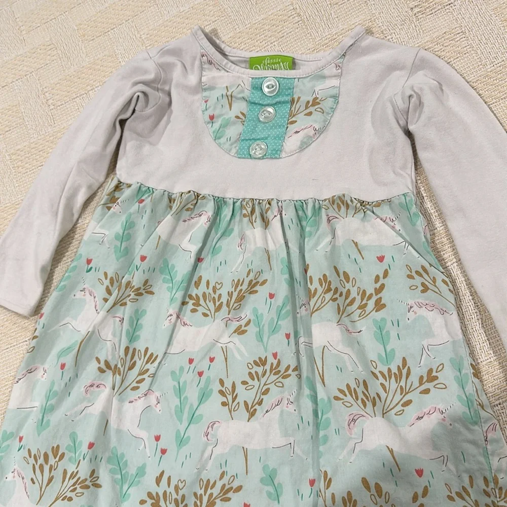 CLASSIC WHIMSY Unicorn Print Dress Girls Size 3T whimsical floral unicor…